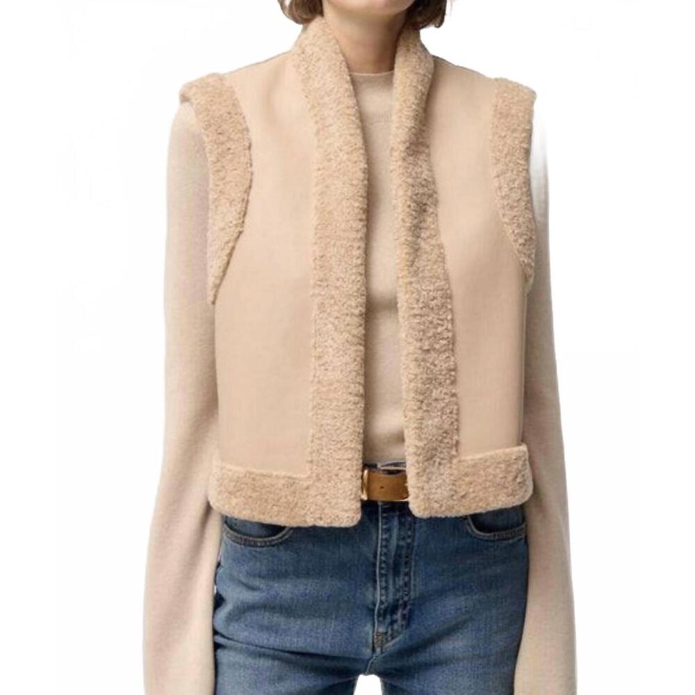 NEW VANESSABRUNO daman vest in biscuit